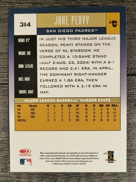 2005 Donruss #314 Jake Peavy