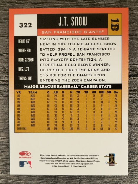 2005 Donruss #322 J.T. Snow