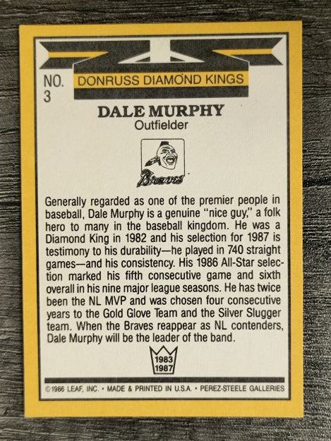 1987 Donruss #3 Dale Murphy DK