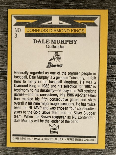1987 Donruss #3 Dale Murphy DK