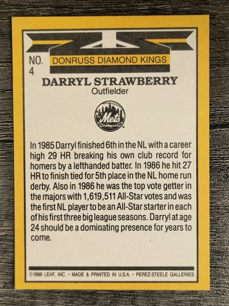 1987 Donruss #4 Darryl Strawberry DK