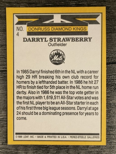 1987 Donruss #4 Darryl Strawberry DK