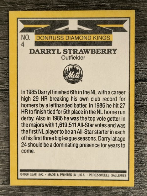 1987 Donruss #4 Darryl Strawberry DK