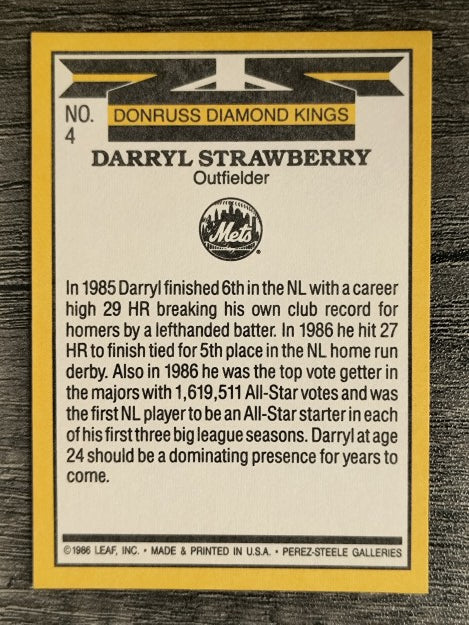 1987 Donruss #4 Darryl Strawberry DK