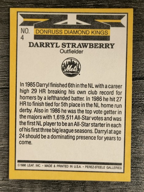 1987 Donruss #4 Darryl Strawberry DK