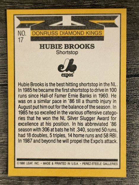 1987 Donruss #17 Hubie Brooks DK