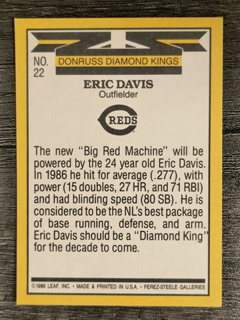 1987 Donruss #22B Eric Davis DK COR