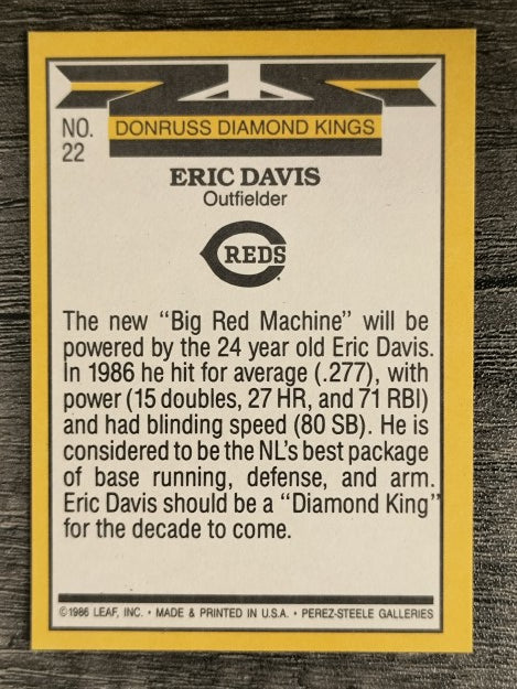 1987 Donruss #22B Eric Davis DK COR