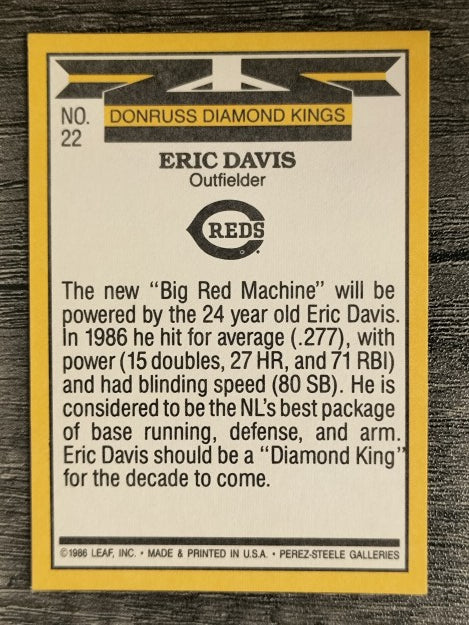 1987 Donruss #22B Eric Davis DK COR