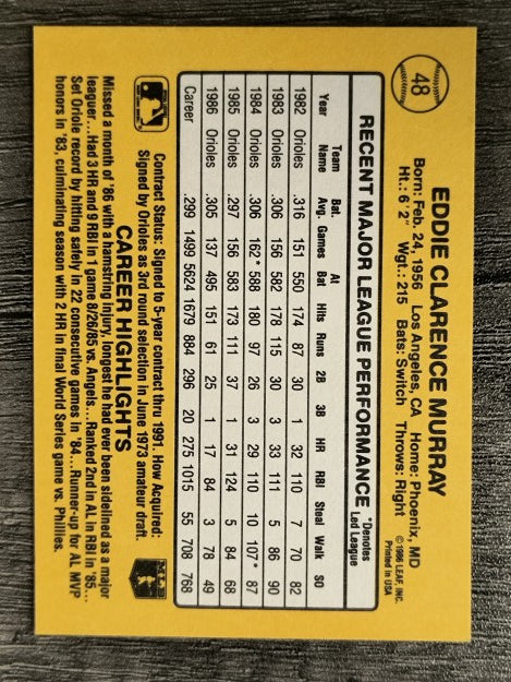 1987 Donruss #48 Eddie Murray