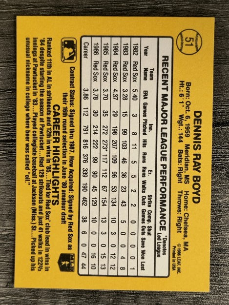 1987 Donruss #51 Oil Can Boyd