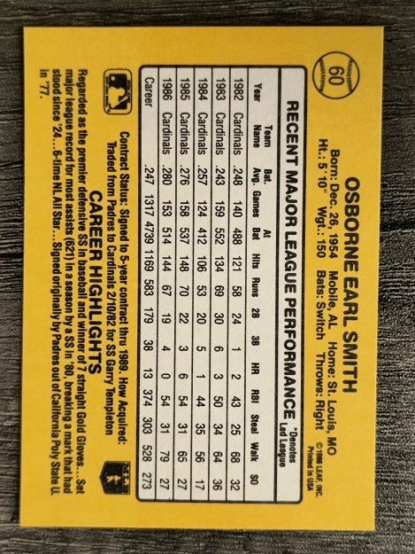 1987 Donruss #60 Ozzie Smith