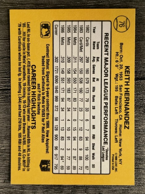 1987 Donruss #76 Keith Hernandez