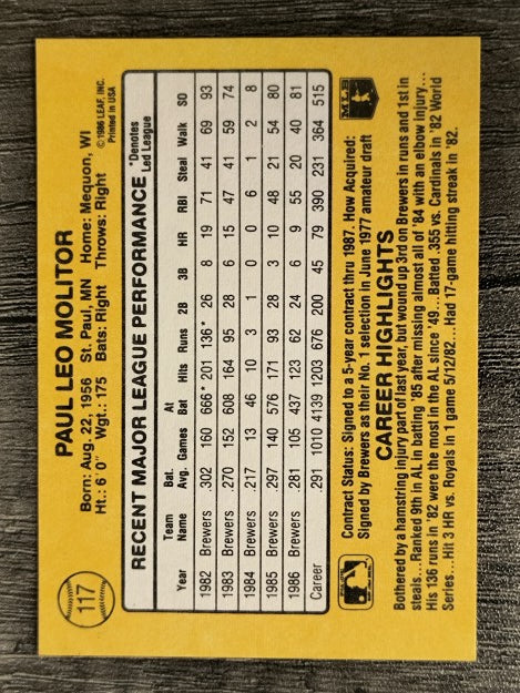 1987 Donruss #117 Paul Molitor