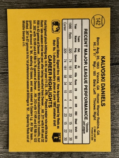 1987 Donruss #142 Kal Daniels