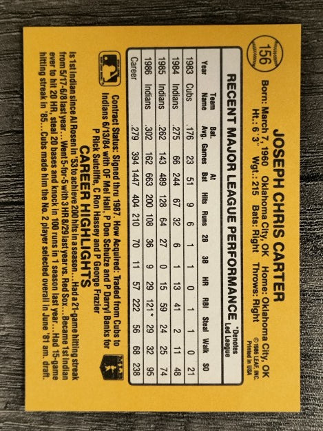 1987 Donruss #156 Joe Carter