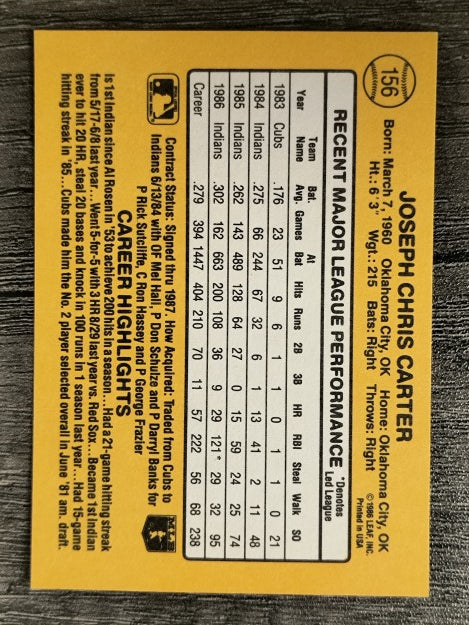 1987 Donruss #156 Joe Carter