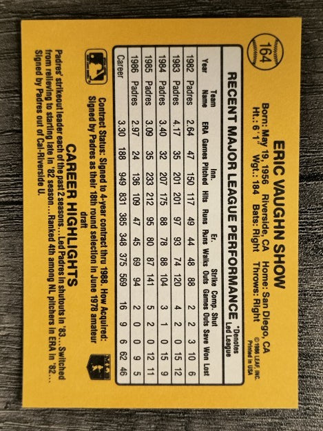 1987 Donruss #164 Eric Show