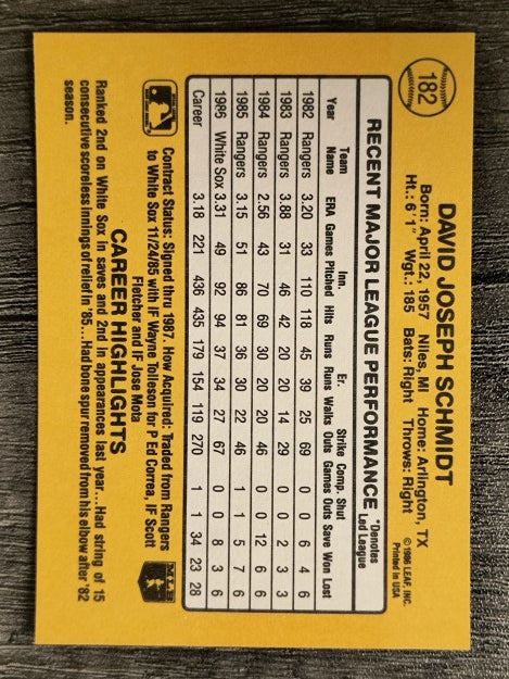 1987 Donruss #182 Dave Schmidt