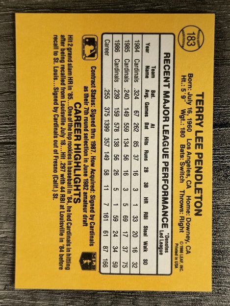 1987 Donruss #183 Terry Pendleton