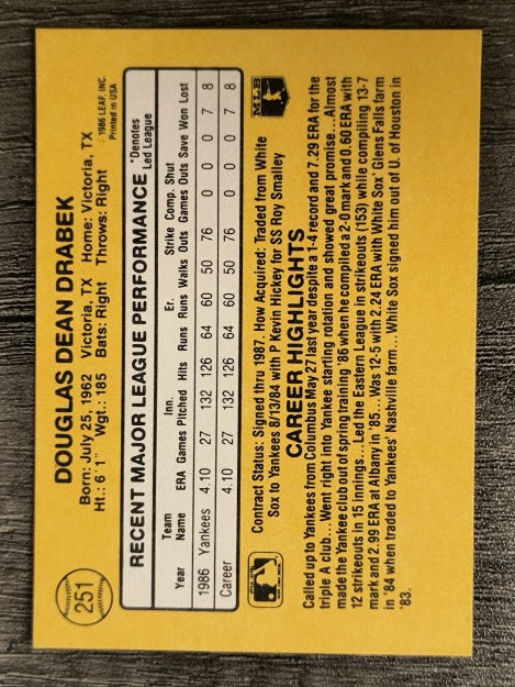 1987 Donruss #251 Doug Drabek RC