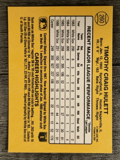 1987 Donruss #260 Tim Hulett
