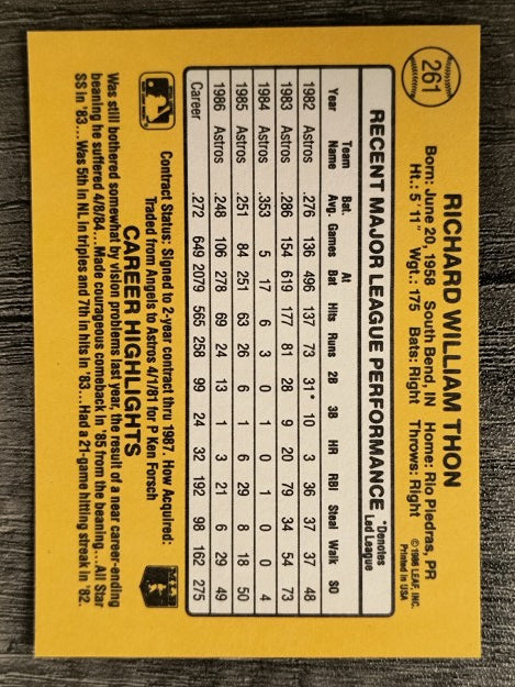 1987 Donruss #261 Dickie Thon