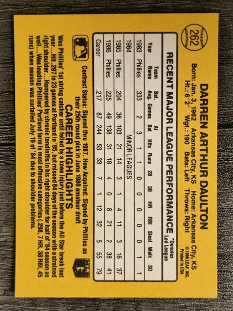 1987 Donruss #262 Darren Daulton