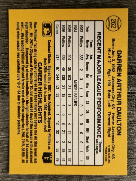 1987 Donruss #262 Darren Daulton