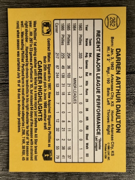 1987 Donruss #262 Darren Daulton