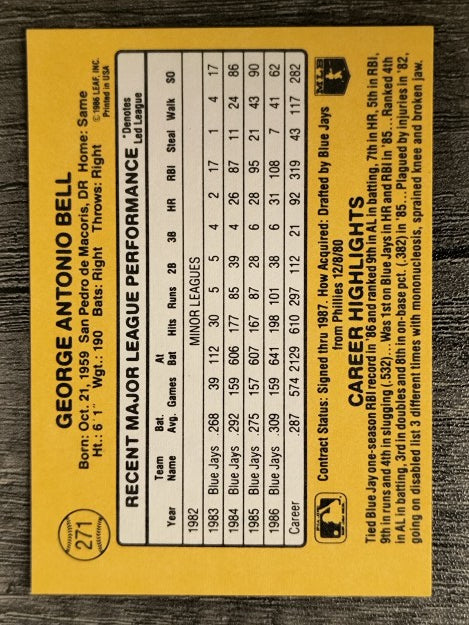 1987 Donruss #271 George Bell