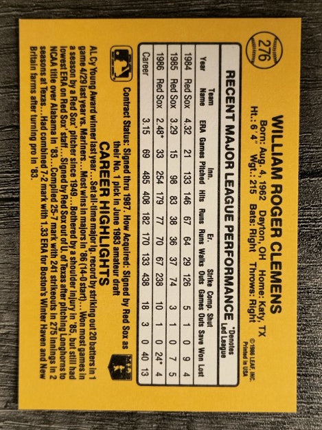 1987 Donruss #276 Roger Clemens (NM)