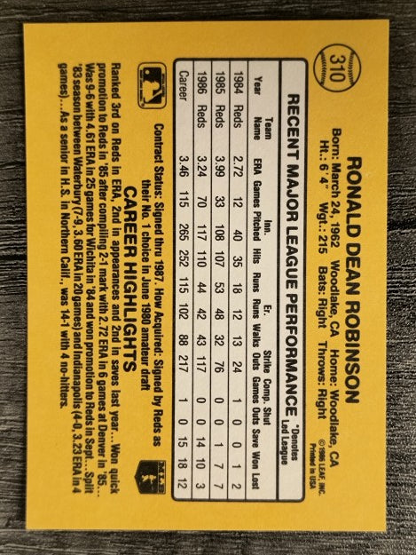 1987 Donruss #310 Ron Robinson
