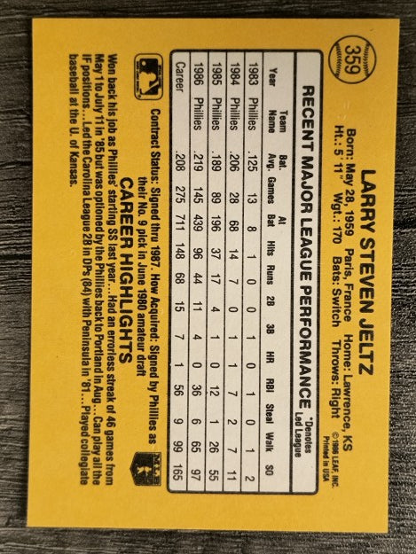1987 Donruss #359 Steve Jeltz