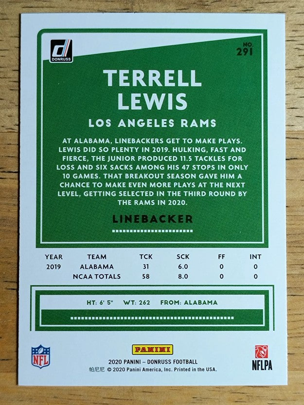 2020 Donruss #291 Terrell Lewis RC