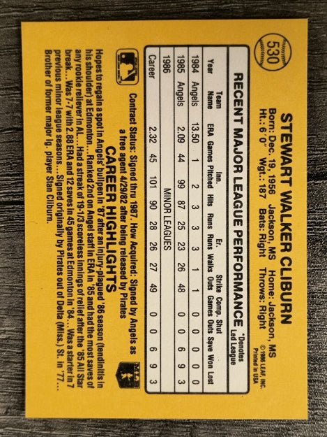 1987 Donruss #530 Stu Cliburn