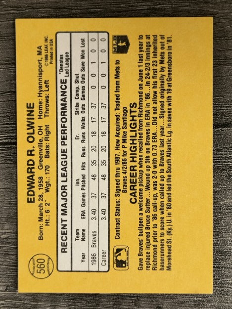 1987 Donruss #560 Ed Olwine