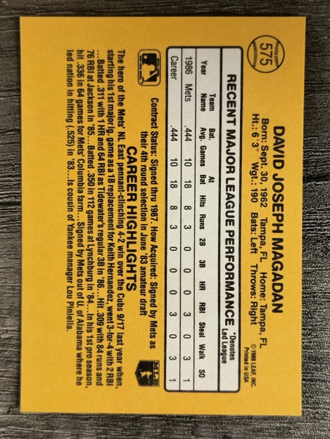 1987 Donruss #575 Dave Magadan RC