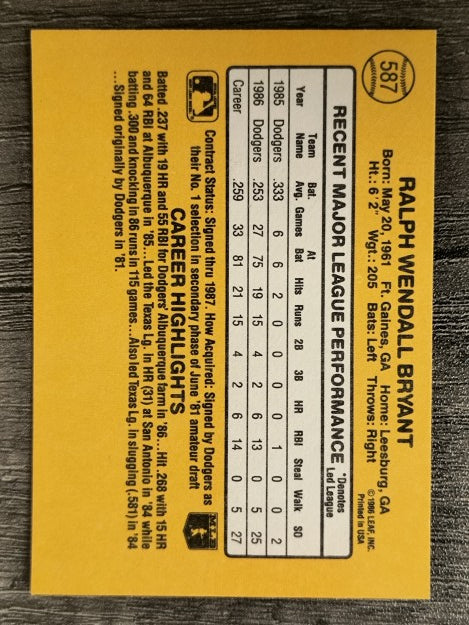 1987 Donruss #587 Ralph Bryant