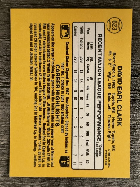 1987 Donruss #623 Dave Clark RC