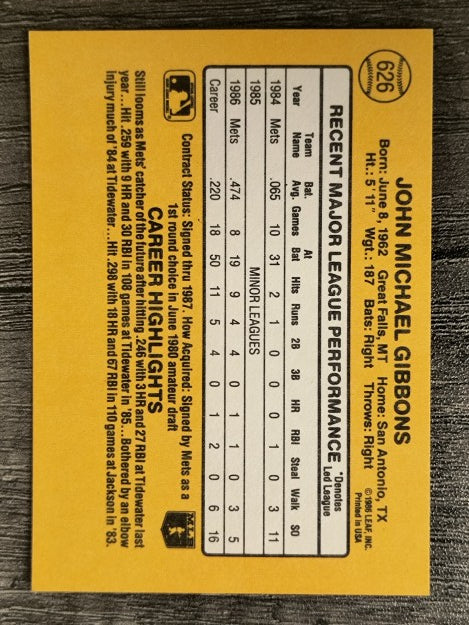 1987 Donruss #626 John Gibbons