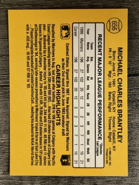 1987 Donruss #656 Mickey Brantley