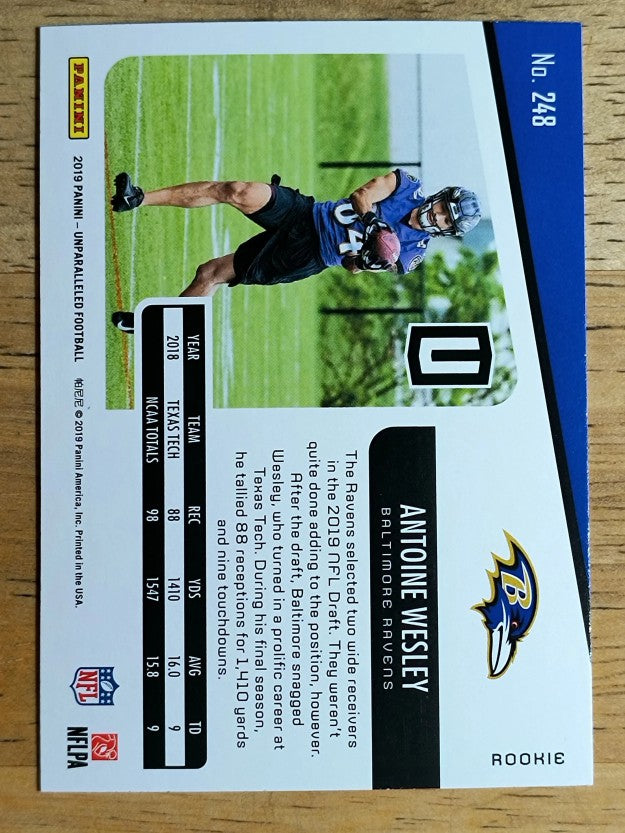 2019 Panini Unparalleled #248 Antoine Wesley RC
