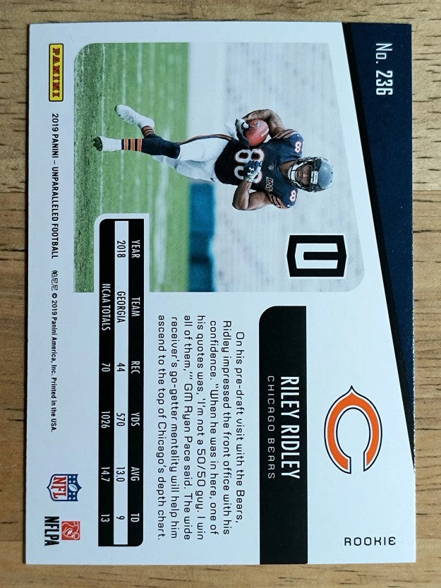 2019 Panini Unparalleled #236 Riley Ridley RC