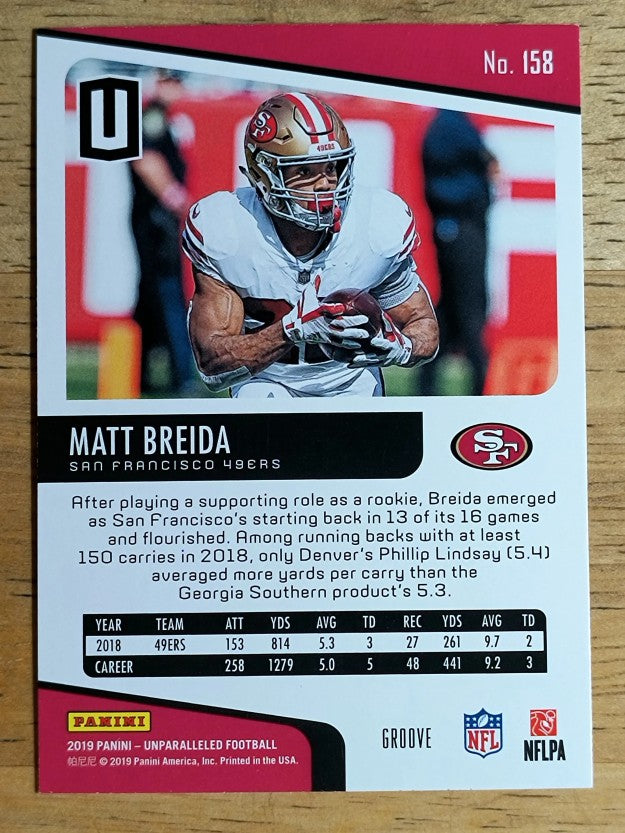 2019 Panini Unparalleled Groove #158 Matt Breida