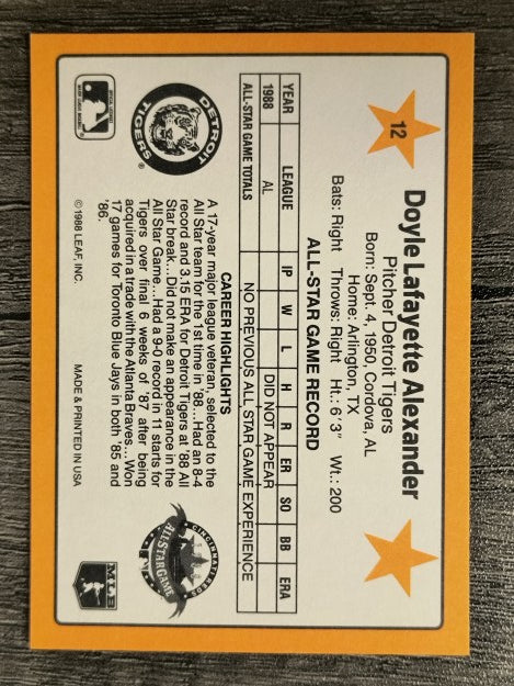 1989 Donruss All-Stars #12 Doyle Alexander