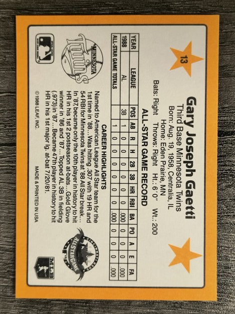 1989 Donruss All-Stars #13 Gary Gaetti
