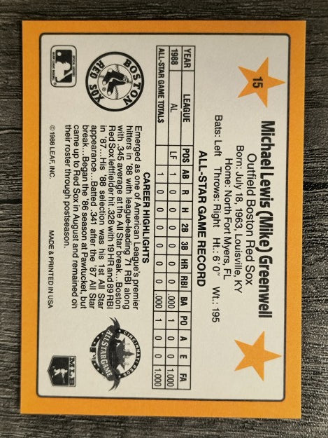 1989 Donruss All-Stars #15 Mike Greenwell
