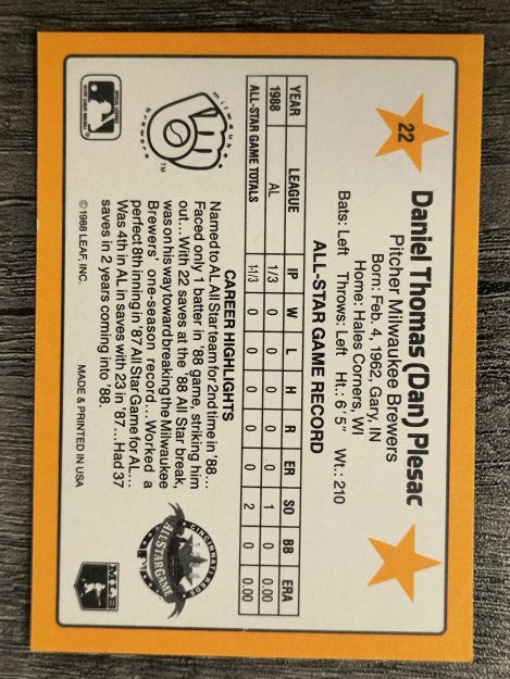 1989 Donruss All-Stars #22 Dan Plesac