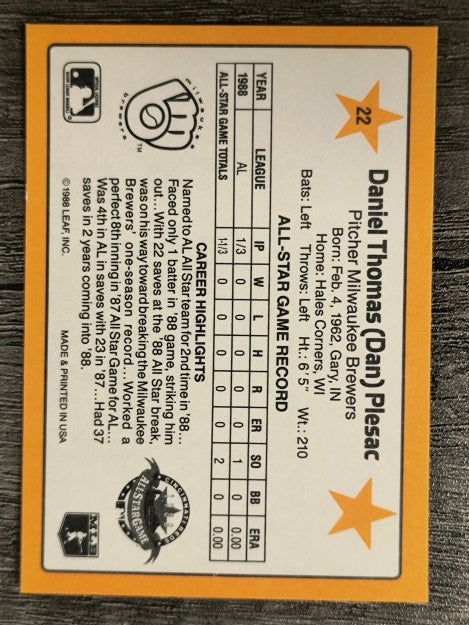 1989 Donruss All-Stars #22 Dan Plesac